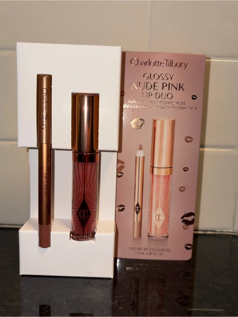 Charlotte Tilbury Glossy Nude Pink Lip Duo Set (Iconic Nude/Pillow Talk) - New